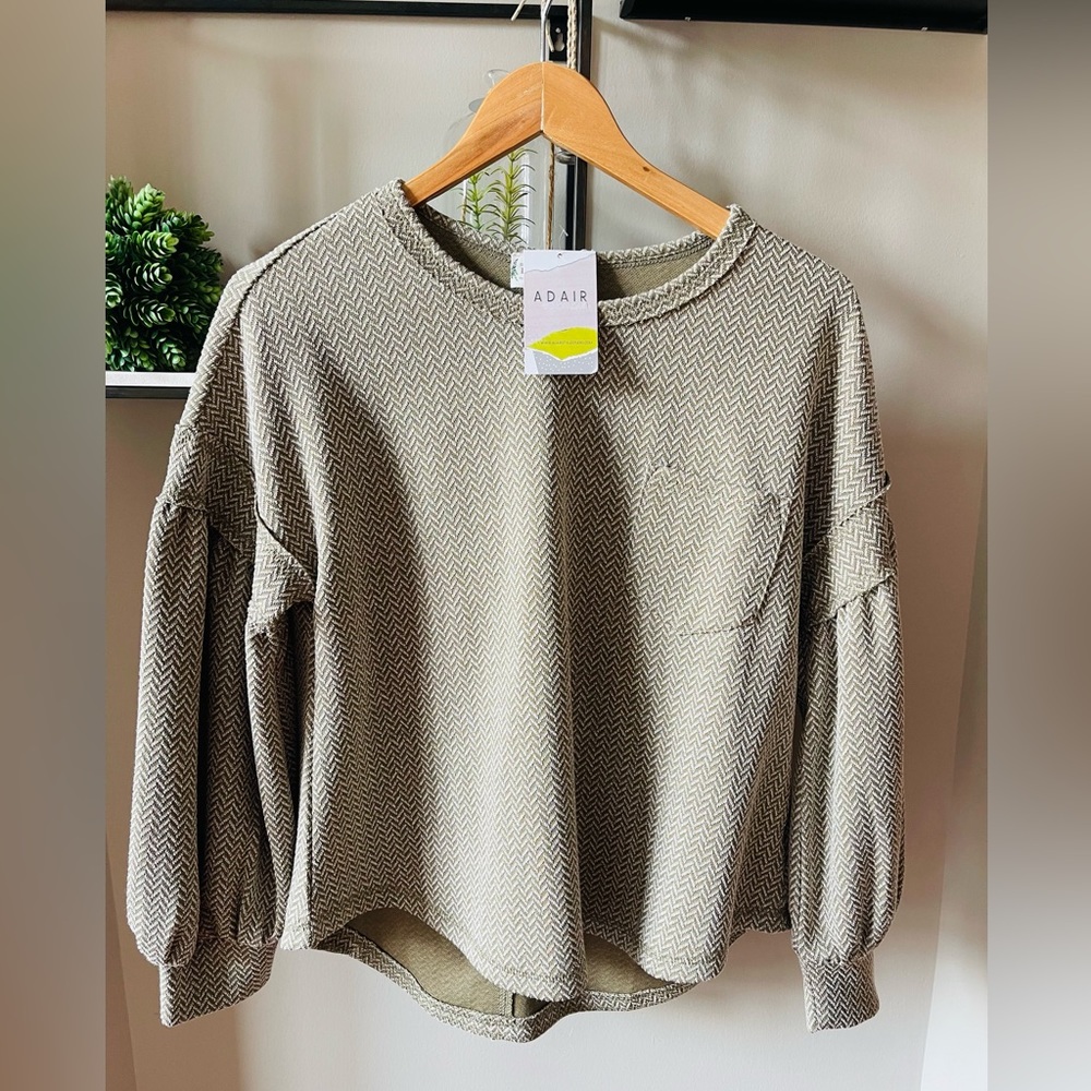 NWT olive green long sleeve bell sleeves top